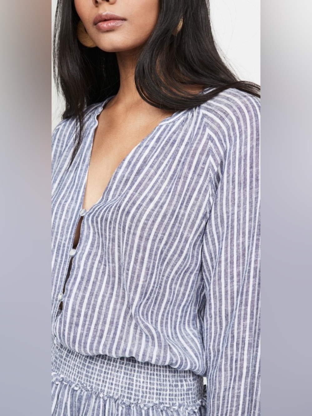(NWT) Rails Jasmine Linen Dress Tibet Stripe In Gray And White Women’s S - Picture 2 of 10
